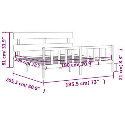 vidaXL Bedframe met hoofdbord massief hout