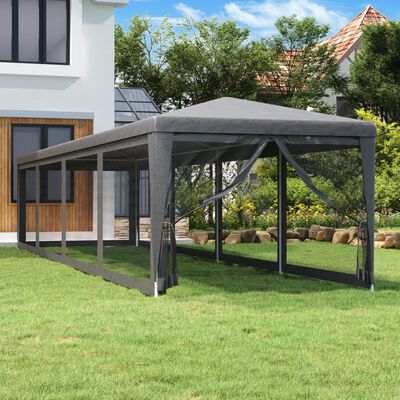 vidaXL Partytent met 10 mesh zijwanden 3x12 m HDPE antracietkleurig