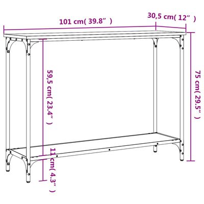 vidaXL Wandtafel 101x30,5x75 cm bewerkt hout zwart