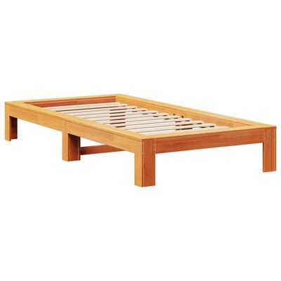 vidaXL Bedframe zonder matras massief grenenhout wasbruin 75x190 cm