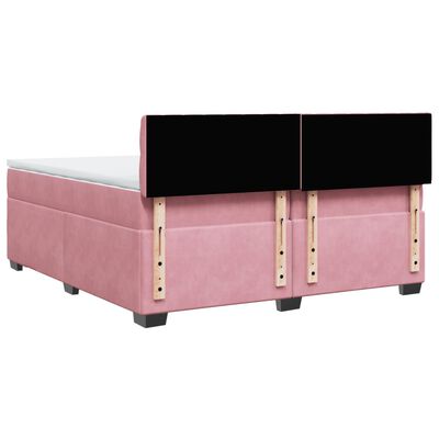 vidaXL Boxspring met matras fluweel roze 200x200 cm