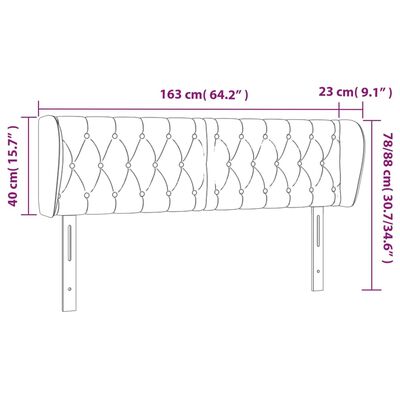 vidaXL Hoofdbord met randen 163x23x78/88 cm stof zwart