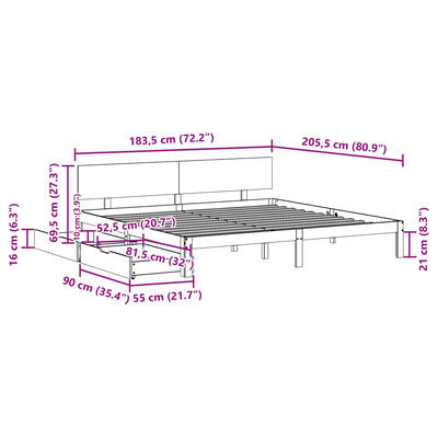 vidaXL Bedframe met lades massief grenenhout wit 180x200 cm