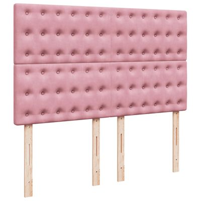 vidaXL Boxspring met matras fluweel roze 140x200 cm