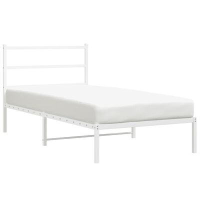 vidaXL Bedframe met hoofdbord metaal wit 100x200 cm