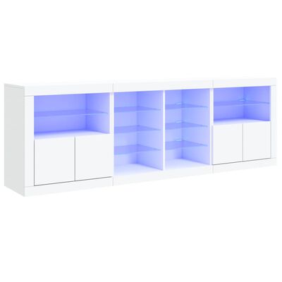 vidaXL Dressoir met LED-verlichting 202x37x67 cm wit