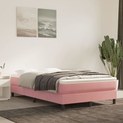 vidaXL Boxspring met matras fluweel roze 120x190 cm