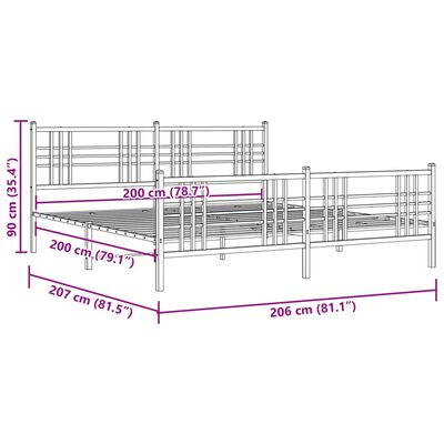 vidaXL Bedframe met hoofd- en voeteneinde metaal wit 200x200 cm