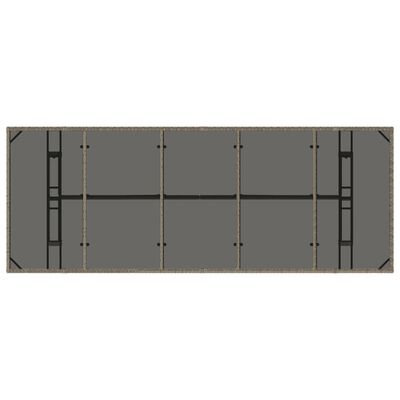 vidaXL Tuintafel met glazen blad 240x90x75 cm poly rattan grijs