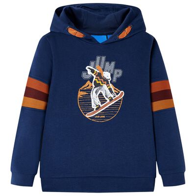 Kindertrui met capuchon 140 marineblauw