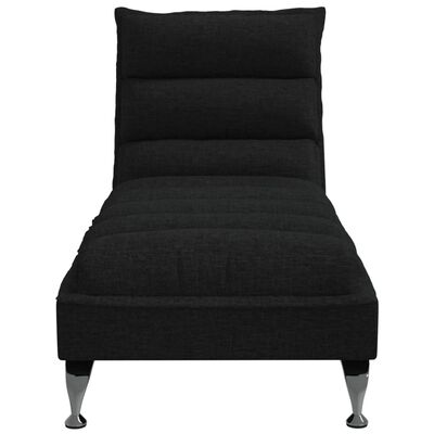 vidaXL Chaise longue met kussens stof zwart