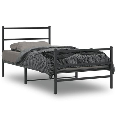 vidaXL Bedframe met hoofd- en voeteneinde metaal zwart 100x190 cm