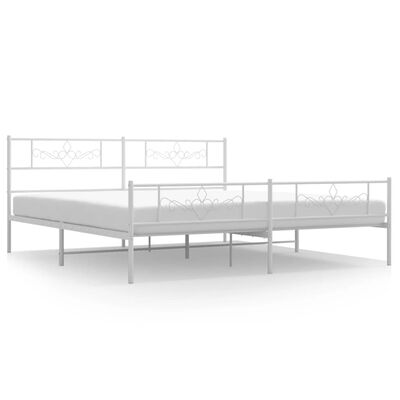 vidaXL Bedframe met hoofd- en voeteneinde metaal wit 180x200 cm