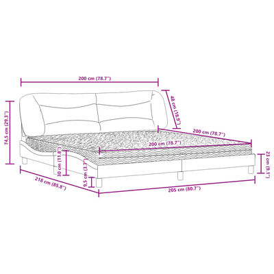 vidaXL Bed met matras stof donkerbruin 200x200 cm