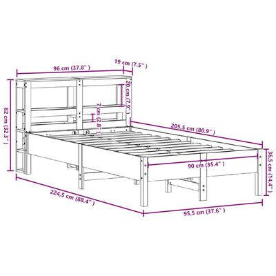 vidaXL Bedframe zonder matras massief grenenhout wit 90x200 cm