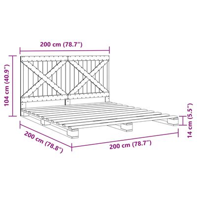 vidaXL Bedframe met hoofdbord massief grenenhout 200x200 cm