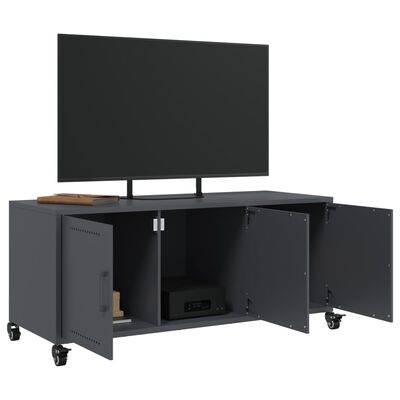 vidaXL Tv-meubel 100,5x39x43,5 cm staal antracietkleurig