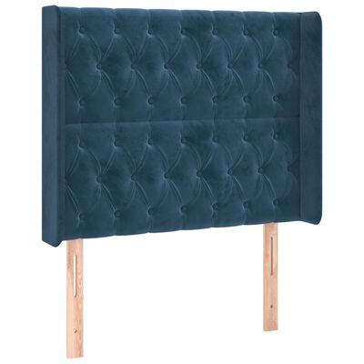 vidaXL Boxspring met matras en LED fluweel donkerblauw 100x200 cm