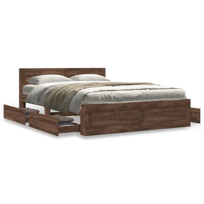 vidaXL Bedframe met hoofdeinde bruin eikenkleur 120x190 cm