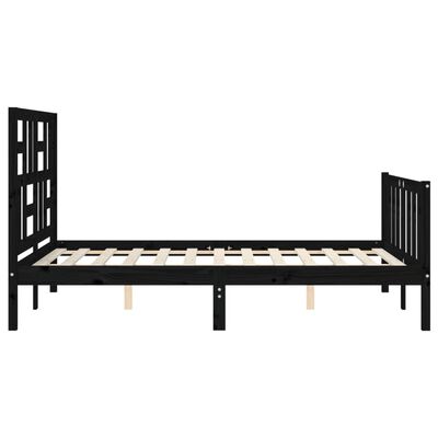 vidaXL Bedframe met hoofdbord massief hout zwart