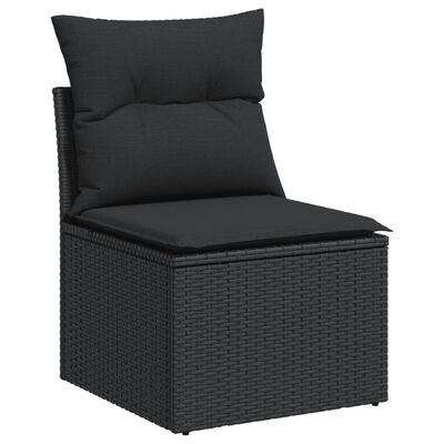 vidaXL 11-delige Loungeset met kussens poly rattan zwart