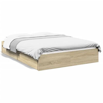 vidaXL Bedframe met lades bewerkt hout sonoma eikenkleurig 140x200 cm