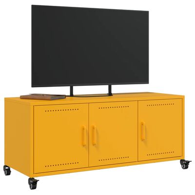 vidaXL Tv-meubel 100,5x39x43,5 cm staal mosterdgeel