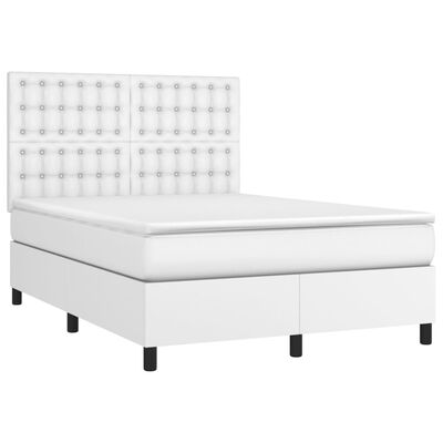 vidaXL Boxspring met matras en LED kunstleer wit 140x200 cm