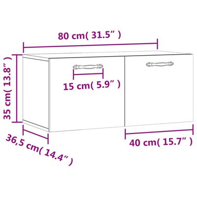 vidaXL Wandkast 80x36,5x35 cm bewerkt hout bruin eikenkleur