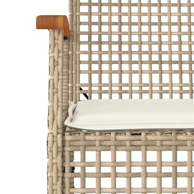 vidaXL Tuinstoelen 4 st met kussens poly rattan en acaciahout beige