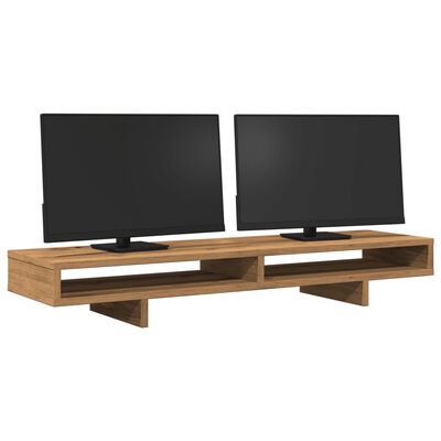 vidaXL Monitorstandaard 100x27x15 cm bewerkt hout artisanaal eiken