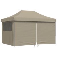 vidaXL Partytent inklapbaar pop-up met 4 zijwanden taupe