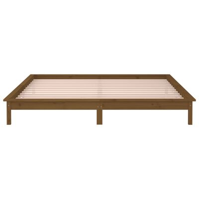 vidaXL Bedframe LED massief hout honingbruin 150x200 cm