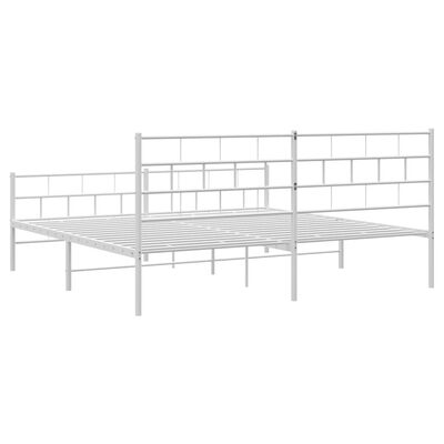 vidaXL Bedframe met hoofd- en voeteneinde metaal wit 193x203 cm