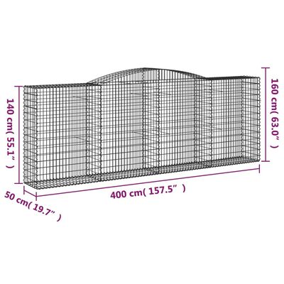 vidaXL Schanskorven 7 st gewelfd 400x50x140/160 cm ijzer