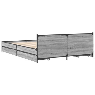 vidaXL Bedframe met lades bewerkt hout grijs sonoma eiken 140x200 cm