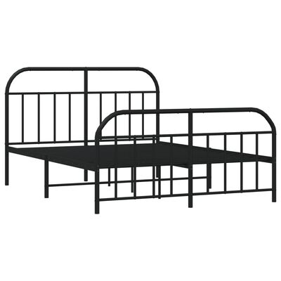 vidaXL Bedframe met voetbord zonder matras metaal zwart 160x200 cm