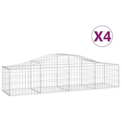 vidaXL Schanskorven 4 st gewelfd 200x50x40/60 cm gegalvaniseerd ijzer