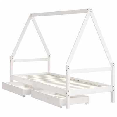 vidaXL Kinderbedframe met lades 90x200 cm massief grenenhout wit