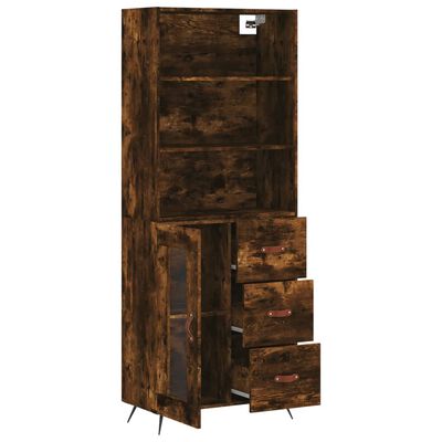 vidaXL Hoge kast 69,5x34x180 cm bewerkt hout gerookt eikenkleurig