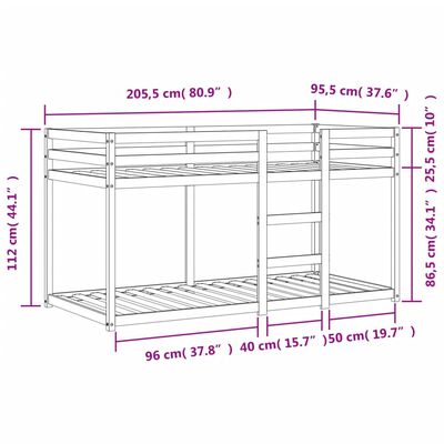 vidaXL Stapelbed massief grenenhout wasbruin 90x200 cm