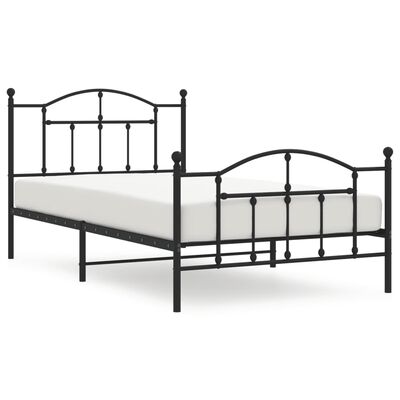 vidaXL Bedframe met hoofd- en voeteneinde metaal zwart 100x200 cm