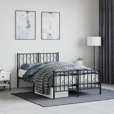 vidaXL Bedframe met hoofd- en voeteneinde metaal zwart 120x200 cm