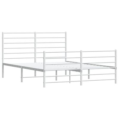 vidaXL Bedframe met hoofd- en voeteneinde metaal wit 140x190 cm