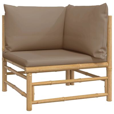 vidaXL 5-delige Loungeset met kussens bamboe taupe