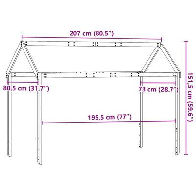 vidaXL Kinderbedhuisje 207x80,5x151,5 cm massief grenenhout wasbruin