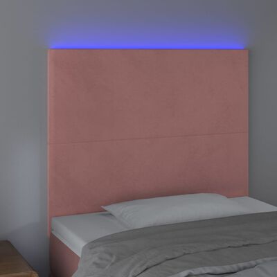 vidaXL Hoofdbord LED 80x5x118/128 cm fluweel roze