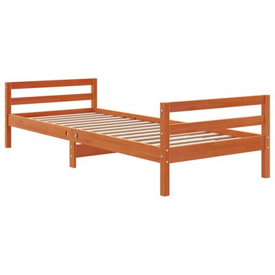 vidaXL Bedframe zonder matras massief grenenhout wasbruin 75x190 cm