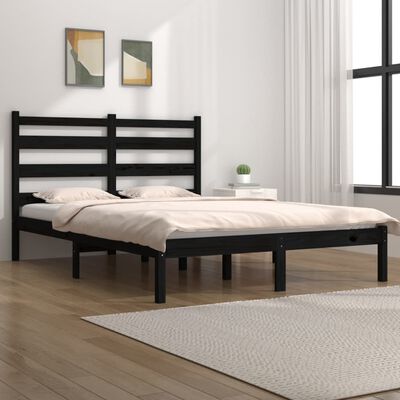 vidaXL Bedframe massief grenenhout zwart 120x190 cm