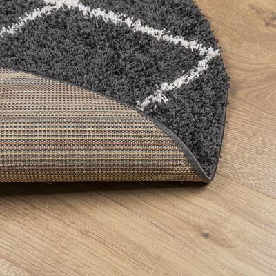 vidaXL Vloerkleed PAMPLONA shaggy hoogpolig Ø 240 cm zwart en crème